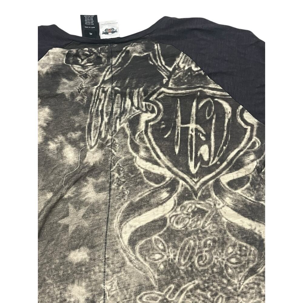 Harley-Davidson Women’s Burnout Raglan V-Neck Tee - Studded Shield Logo - XL - Picture 4 of 5